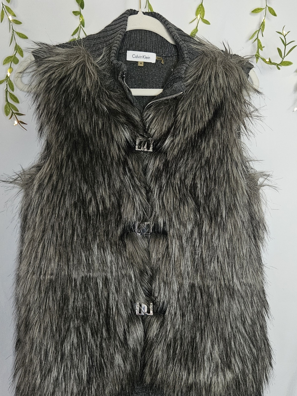 Calvin Klein Luxe Faux Fur Mixed-Media Sweater Vest